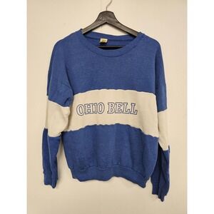 Vintage Velva Sheen Sweatshirt Mens Large Blue Ohio Bell‎ Logo Made USA 80s